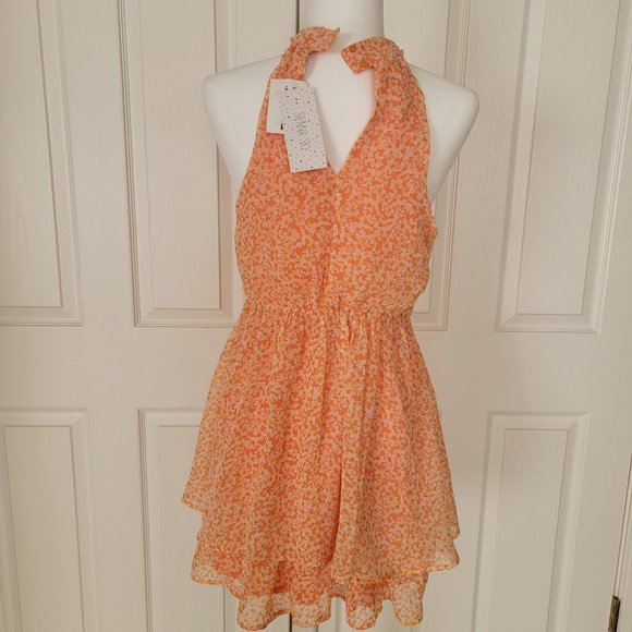 Sienna Sky Dress Orange Floral NWT Size M - Picture 3 of 7